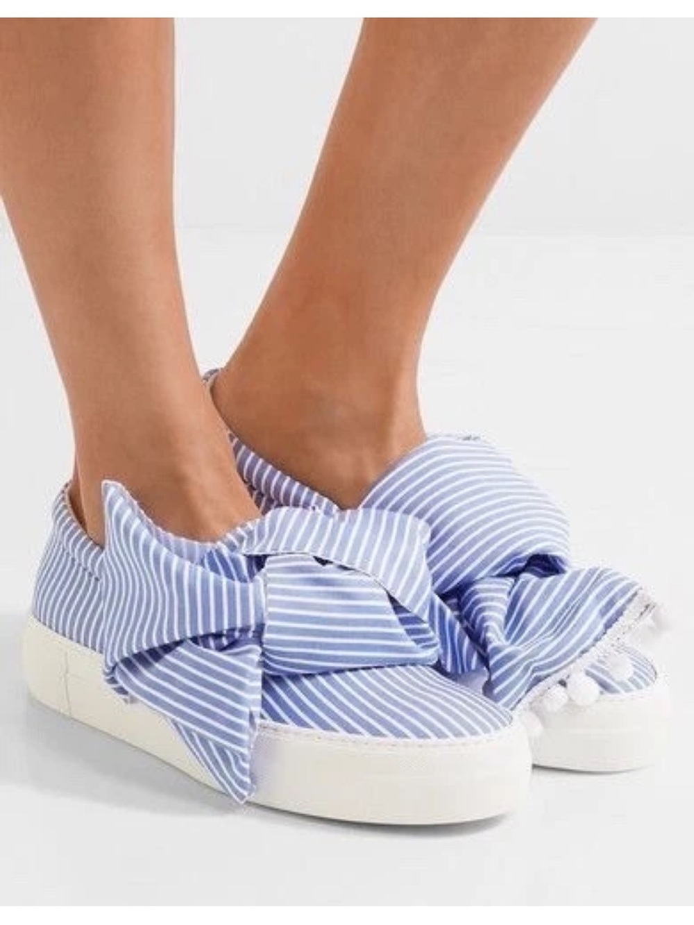 Joshua Sanders Women Slip On Bow Sneakers 40 Blue and White